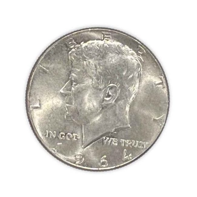 1964 Kennedy Half Dollar 90% SILVER US Mint Single Coin BU From Original Roll 1964 Kennedy Half Dollar 90% SILVER US Mint Single Coin BU From Original Roll