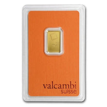 Load image into Gallery viewer, 2.5 Gram Valcambi Gold Bar - in Assay | Zion Metals