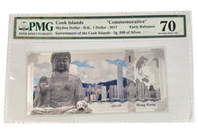 Load image into Gallery viewer, 2017 Cook Islands 1 Dollar 5 gram Silver Hong Kong Skyline Dollar Note PMG 70