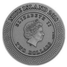 Load image into Gallery viewer, 2018 Niue 2 oz Antique Silver POSEIDON GREEK GOD OF OCEANS Coin | Zion Metals