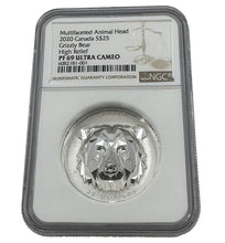 Load image into Gallery viewer, 2022 Canada 1 oz Silver Multifaceted Grizzly Bear Coin NGC PF69 | Zion Metals