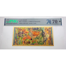 Load image into Gallery viewer, 2022 Cook Islands FAITH Seven Pillars of Humanity Legal Tender 24K Gold Note - Graded PMG 70 | Zion Metals