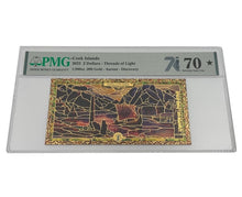 Load image into Gallery viewer, 2022 Cook Islands DISCOVERY Threads of Light 24K Gold Note - Graded PMG 70 | Zion Metals