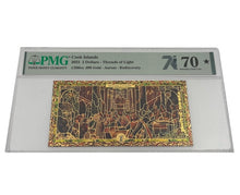 Load image into Gallery viewer, 2022 Cook Islands REDISCOVERY Threads of Light 24K Gold Note - Graded PMG 70 | Zion Metals