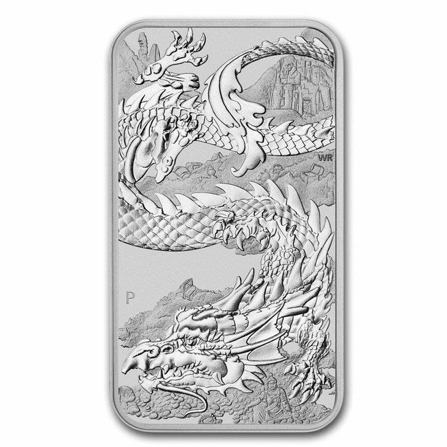 オーストラリア　2023年　グリーンドラゴン　龍と鯉　1オンス銀貨 2023 Australia 1 oz Silver Dragon Rectangular Coin BU – ZM