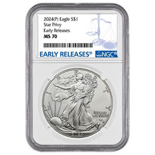 Load image into Gallery viewer, 2024 American Silver Eagle 1 oz Star Privy NGC MS-70