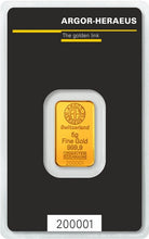 Load image into Gallery viewer, 5 Gram Argor-Heraeus Gold Bar (In Assay) | Zion Metals
