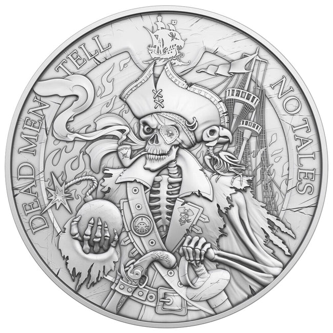 1 Troy oz Dead Men Tell No Tales Design .999 Fine Silver Round – ZM