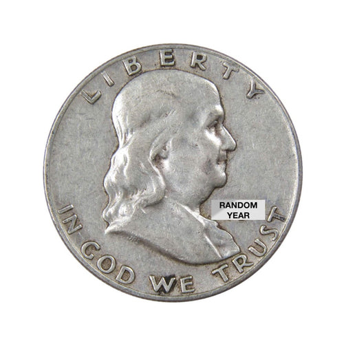 90% Silver Franklin Half Dollars - $1 Face Value Circulated (2 Coins) - Zion Metals