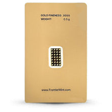Load image into Gallery viewer, 1/2 Gram Frontier Mint Gold Bar (In Assay)