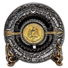 Load image into Gallery viewer, Roman Booteen's Hobo Nickel Replica - The Trap with the Golden Bait with Morgan Dollar 2 Peso | Zion Metals