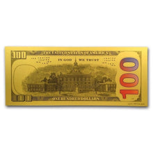 Load image into Gallery viewer, 1 gram Gold Note - $100 Replica (Benjamin Franklin Design, 24K) | Zion Metals