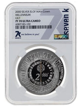 Load image into Gallery viewer, 2000 Isle of Man Crown Millennium Gilt NGC PF70 1oz Silver Proof Coin | Zion Metals