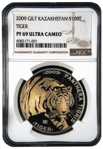 2019 Kazakhstan Tiger 100 Tenge Silver Coin NGC PF69 - Zion Metals