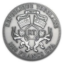 Load image into Gallery viewer, 2012 Togo DRAGON AMBER Lunar Year Chinese Zodiac 2 Oz Silver Coin 1500 Francs | Zion Metals