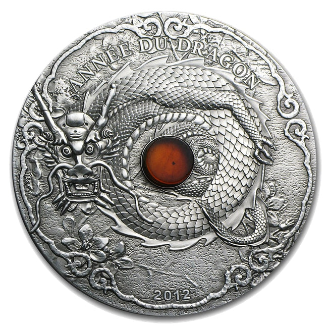2012 Togo DRAGON AMBER Lunar Year Chinese Zodiac 2 Oz Silver 2012 Togo DRAGON AMBER Lunar Year Chinese Zodiac 2 Oz Silver