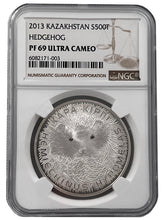 Load image into Gallery viewer, 2013 Kazakhstan 1 oz Silver Hedgehog Coin NGC PF69 Proof | Zion Metals