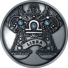Load image into Gallery viewer, 2013 Belarus Signs of the Zodiac Libra Antique finish Silver Coin | Zion Metals