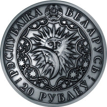 Load image into Gallery viewer, 2013 Belarus Signs of the Zodiac Pisces Antique finish Silver Coin | Zion Metals