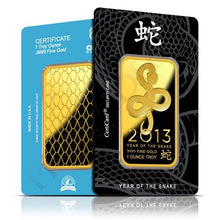Load image into Gallery viewer, 1 oz Gold 2013 Year of the Snake Bar | OPM | Zion Metals
