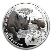 Load image into Gallery viewer, 2014 Niue Black Rhinoceros Endangered Animal Species 1/2 oz Proof Silver Coin | Zion Metals