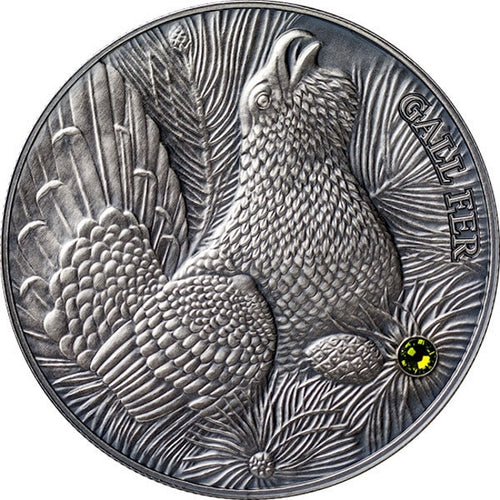 2014 Andorra Wood Grouse - Atlas of Wildlife Antique Finish Silver Coin | ZM | Zion Metals