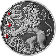 Load image into Gallery viewer, 2015 Belarus Signs of the Zodiac Leo Antique finish Silver Coin | Zion Metals