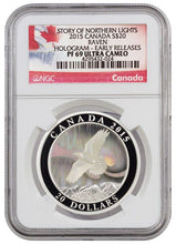 Load image into Gallery viewer, 2015 Canada Story of the Northern Lights - Raven 1 oz Silver Hologram Proof $20 NGC PF69 UC Early Release | Zion Metals