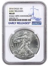 Load image into Gallery viewer, 2016 1 oz American Silver Eagle BU NGC MS69 | Zion Metals