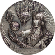 Load image into Gallery viewer, 2017 Cook Islands 3 oz Silver Quetzalcoatl Aztec Gods Of The World Coin | Zion Metals