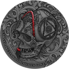 Load image into Gallery viewer, 2018 Cameroon Carved Skull II 1 oz Antique finish Silver Coin 1000 Francs | Zion Metals