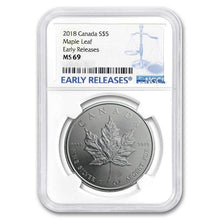 Load image into Gallery viewer, 2018 Canadian 1 oz Silver Maple Leaf Coin NGC MS69 BU | Zion Metals