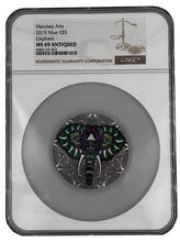 Load image into Gallery viewer, 2019 Niue 2 oz Silver Elephant - Mandala Antiqued High Relief $5 Coin NGC MS69 | Zion Metals
