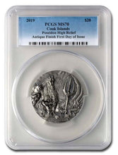 Load image into Gallery viewer, 2019 Cook Islands PCGS MS70 3 oz Silver Poseidon Gods Of The World Coin | Zion Metals