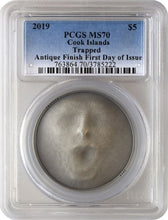 Load image into Gallery viewer, 2019 Cook Islands Trapped $5 PCGS MS 70 silver coin | Zion Metals