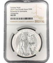 Load image into Gallery viewer, 2019 Germania Allegories 1 oz Silver Round BU (Britannia) NGC MS69 | Zion Metals