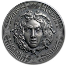 Load image into Gallery viewer, 2019 Cameroon 3 oz Antique Silver 3D Ultra High Relief Medusa | Zion Metals