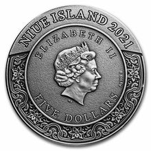 Load image into Gallery viewer, 2021 Niue 2 oz Antique Silver Four Heavenly Kings: Chiguotian | Zion Metals