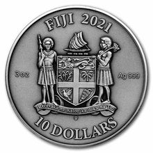 Load image into Gallery viewer, 2021 Fiji 3 oz Antique Finish Silver Mandala Art Turkish | Zion Metals