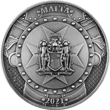 Load image into Gallery viewer, 2021 Malta 2 oz Silver Antique KNIGHTS OF THE PAST 10 Euro Coin | Zion Metals