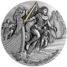 Load image into Gallery viewer, 2021 Niue Freydis Eiríksdóttir VIKINGS 2oz Antique Finish Silver Coin | Zion Metals