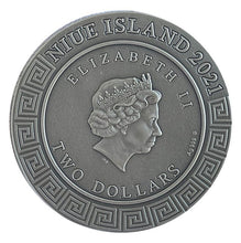 Load image into Gallery viewer, 2021 Niue 2 oz Antique Silver Demigods Heracles Ultra High Relief | Zion Metals