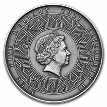 Load image into Gallery viewer, 2021 Niue 2 oz Silver Antique Microchip 50th Anniversary Coin | Zion Metals