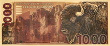 Load image into Gallery viewer, 2022 1000mg 999 Fine Gold North American Bison Aurum 24K 1 Gram Note | Zion Metals
