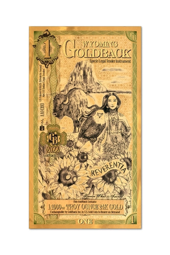 1 Wyoming Goldback (100 Pack) - Aurum Gold Note (24k) - ZM