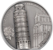 Load image into Gallery viewer, 2022 Cook Islands Leaning Tower of Pisa Ultra High Relief Silver Antique Coin | Zion Metals
