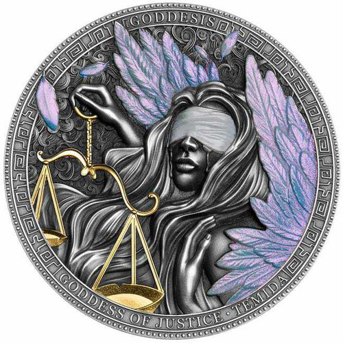 2022 Niue THEMIS GODDESS SERIES 2 OZ PURE SILVER ANTIQUED COIN - Zion Metals