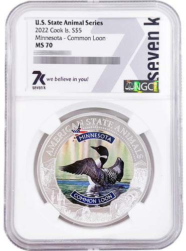 2022 COOK ISLANDS MINNESOTA COMMON LOON NGC MS70 AMERICAN STATE ANIMALS 1 OZ SILVER COIN - Zion Metals