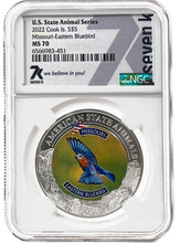 Load image into Gallery viewer, 2022 COOK ISLANDS MISSOURI BLUEBIRD NGC MS70 AMERICAN STATE ANIMALS 1 OZ SILVER COIN | Zion Metals