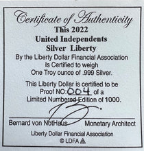 Load image into Gallery viewer, United Independents Silver Collector Coin | Zion Metals